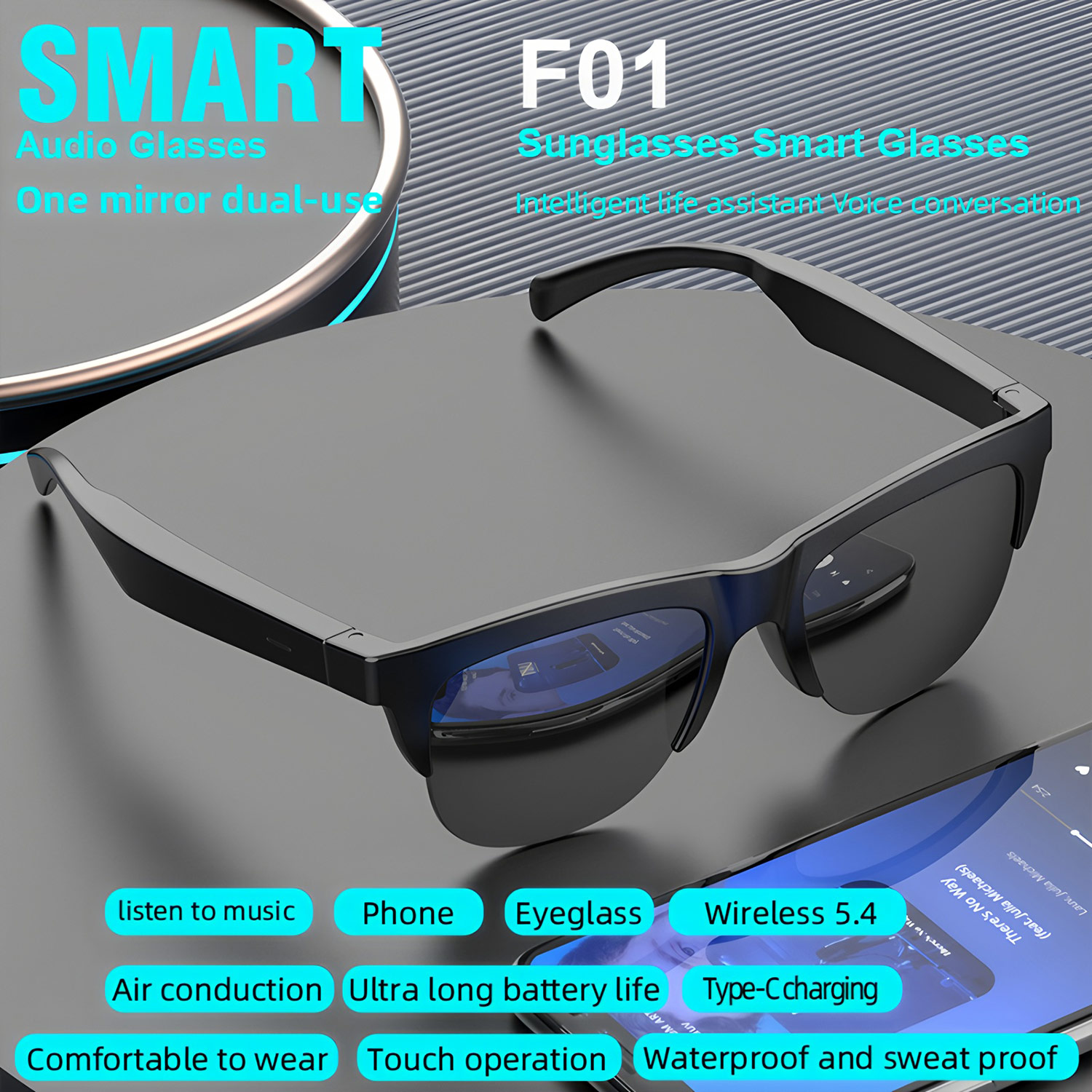 Outdoor Sport Glasses - نظارات شمسية ذكية جديدة بتقنية البلوتوث