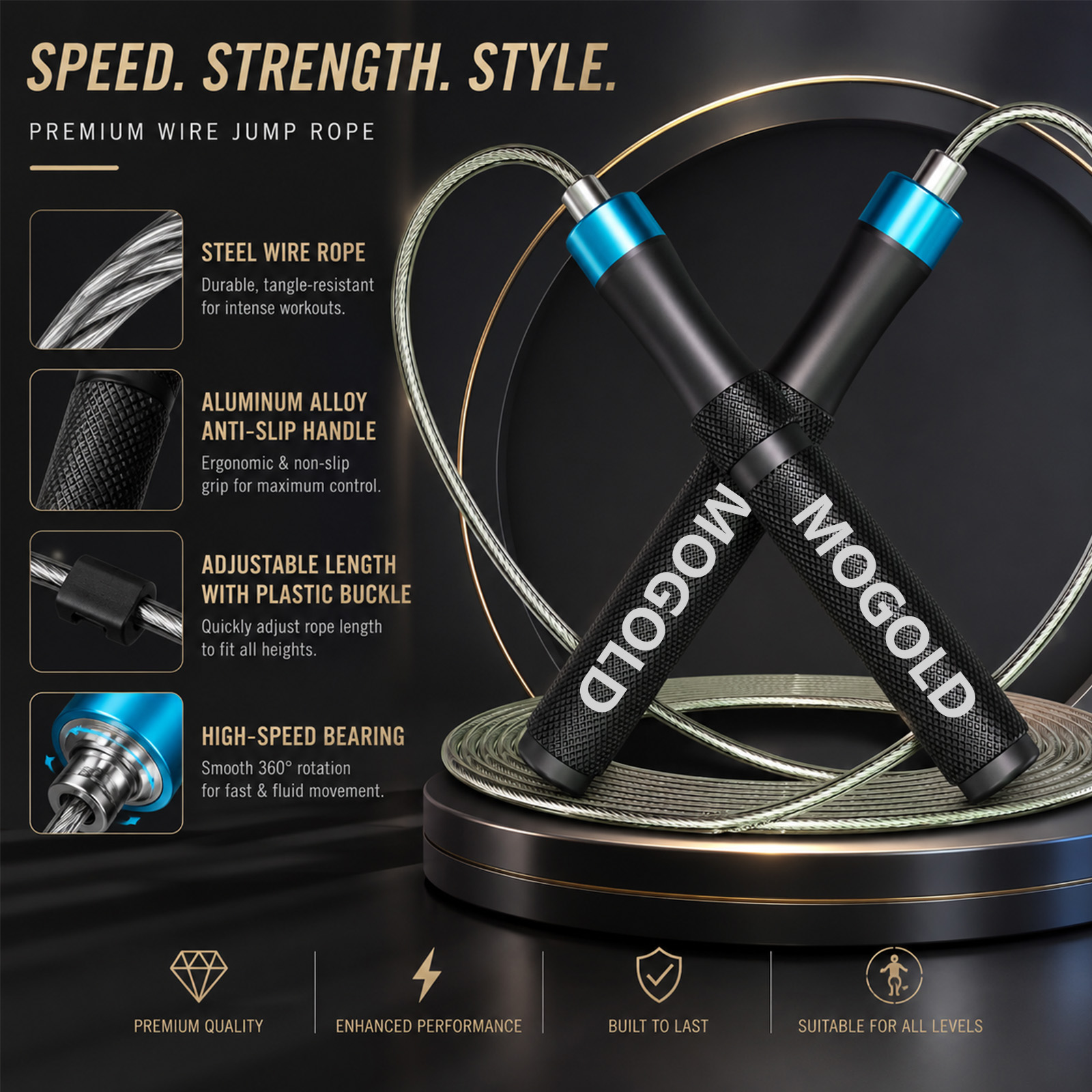 Speed Skipping Rope - حبل قفز سريع احترافي من MOGOLD