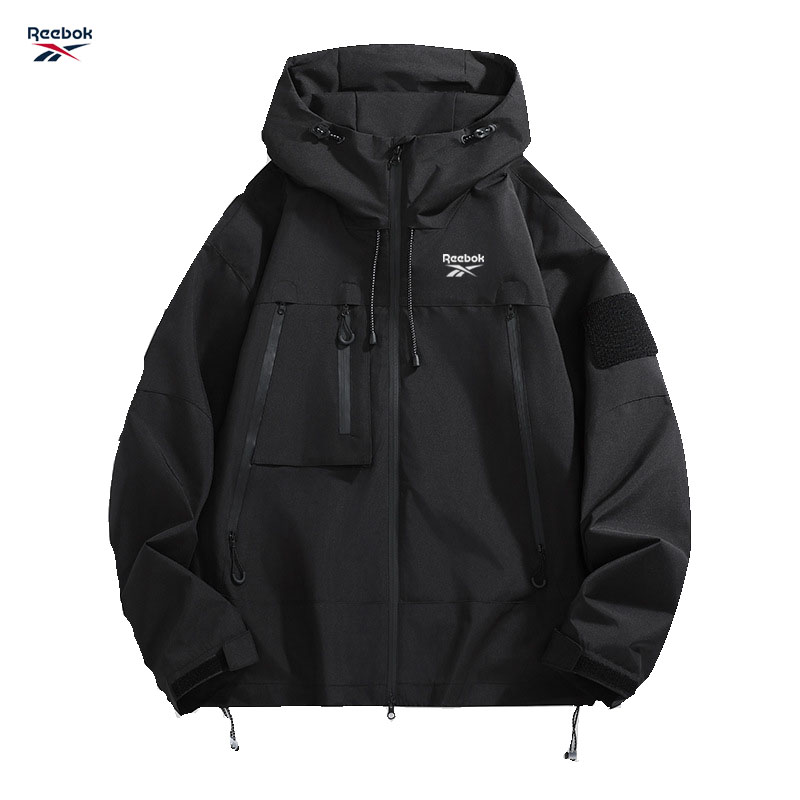 Outdoor Sport Waterproof Jacket - جاكيت ريبوك رجالي بغطاء رأس، أسود