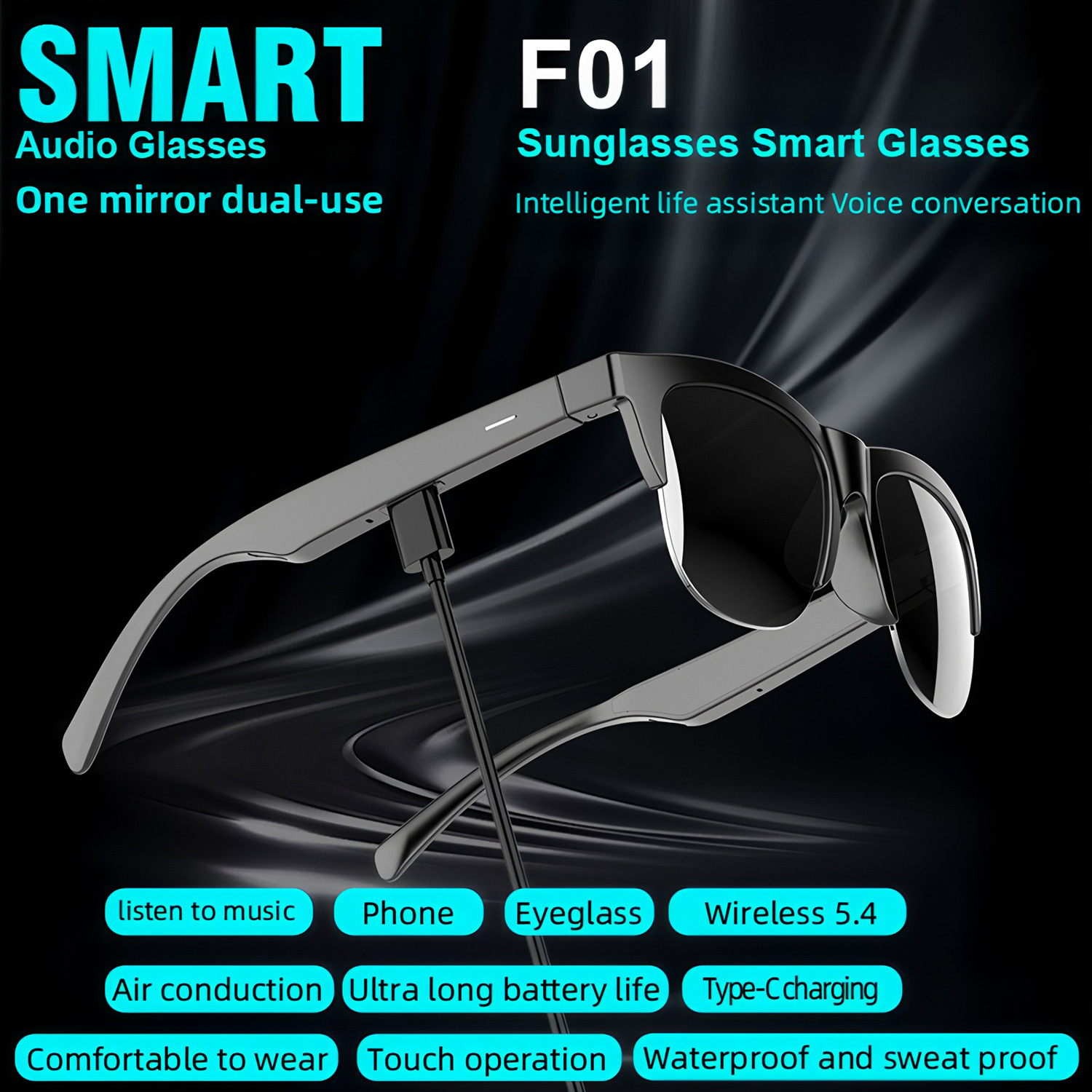 نظارات شمسية ذكية جديدة بتقنية - مراجعة Outdoor Sport Glasses وسعره
