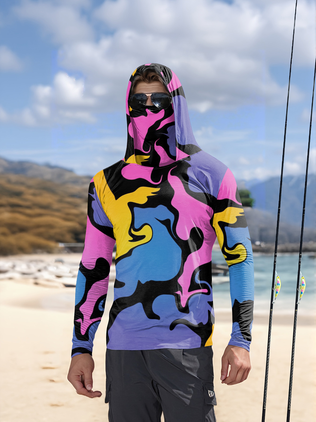 قميص رجالي طويل الأكمام مطبوع  - مراجعة Outdoor Sports Leisure وسعره